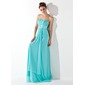 Empire Strapless Sweep Train Chiffon Evening Dress With Ruffle Beading (017013773)