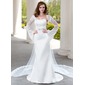 Mermaid Sweetheart Watteau Train Satin Tulle Wedding Dress With Lace Beadwork (002004482) Mermaid Sweetheart Watteau Train Satin Tulle Wedding Dress With Lace Beadwork (002004482)