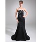 Mermaid Strapless Court Train Satin Bridesmaid Dress With Embroidered Beading (007004182)