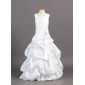 A-Line/Princess Scoop Neck Floor-Length Taffeta Flower Girl Dress With Ruffle Sash Beading (010004121)