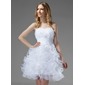 A-Line/Princess Sweetheart Knee-Length Organza Homecoming Dress With Ruffle Beading Flower(s) (022020751) A-Line/Princess Sweetheart Knee-Length Organza Homecoming Dress With Ruffle Beading Flower(s) (022020751)