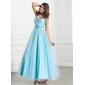 A-Line/Princess Halter Ankle-Length Tulle Prom Dress With Ruffle Beading (018005270)