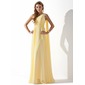 A-Line/Princess One-Shoulder Floor-Length Chiffon Holiday Dress With Ruffle Beading (020013793)