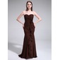 Mermaid Sweetheart Sweep Train Chiffon Bridesmaid Dress With Ruffle Flower(s) (007025349) Mermaid Sweetheart Sweep Train Chiffon Bridesmaid Dress With Ruffle Flower(s) (007025349)