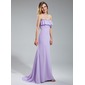 Sheath Sweetheart Sweep Train Chiffon Bridesmaid Dress With Ruffle Beading (007019635)