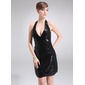 Sheath Halter Short/Mini Sequined Cocktail Dress (016008332)