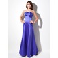 Empire Scalloped Neck Floor-Length Satin Bridesmaid Dress With Ruffle (007001908)