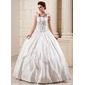 Ball-Gown Floor-Length Satin Wedding Dress With Lace Beadwork Flower(s) (002012651)
