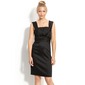 New Style Sheath Scoop Neck Knee-Length Satin With Ruffle (043004244)