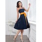A-Line/Princess Strapless Knee-Length Taffeta Bridesmaid Dress With Sash (007004106)