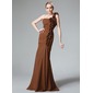 Mermaid One-Shoulder Floor-Length Chiffon Bridesmaid Dress With Ruffle Flower(s) (007004568) Mermaid One-Shoulder Floor-Length Chiffon Bridesmaid Dress With Ruffle Flower(s) (007004568)