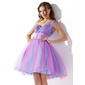 A-Line/Princess One-Shoulder Short/Mini Tulle Homecoming Dress With Ruffle Beading Sequins (022020910)