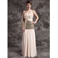 Sheath Sweetheart Floor-Length Chiffon Charmeuse Sequined Mother of the Bride Dress With Ruffle (008015030)