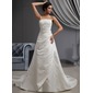 A-Line/Princess Cathedral Train Satin Wedding Dress With Embroidery Ruffle Beadwork (002022649)