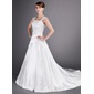 A-Line/Princess Court Train Satin Wedding Dress With Lace Beadwork (002012714) A-Line/Princess Court Train Satin Wedding Dress With Lace Beadwork (002012714)