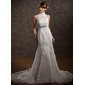 Mermaid High Neck Chapel Train Satin Tulle Wedding Dress With Lace Beadwork (002001234) Mermaid High Neck Chapel Train Satin Tulle Wedding Dress With Lace Beadwork (002001234)