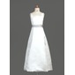 A-Line/Princess Square Neckline Floor-Length Satin Flower Girl Dress With Sash (010002183)