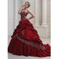 Ball-Gown Sweetheart Cathedral Train Taffeta Wedding Dress With Embroidery Ruffle Beadwork (002011490)