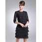 Sheath Scoop Neck Knee-Length Chiffon Mother of the Bride Dress With Lace (008005930)