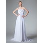 Empire Sweetheart Court Train Chiffon Wedding Dress With Ruffle Beadwork Flower(s) (002000679)