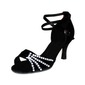 Satin Heels Sandals Latin Dance Shoes With Ankle Strap (053006986)