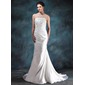 Mermaid Strapless Court Train Taffeta Wedding Dress With Ruffle Lace Beadwork (002000494)