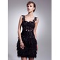 A-Line/Princess Sweetheart Knee-Length Tulle Feather Cocktail Dress With Ruffle Lace Beading (016008540)