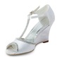 Satin Wedge Heel Peep Toe Wedges Sandals Wedding Shoes With Beading (047011824)