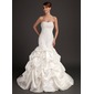 Mermaid Sweetheart Court Train Satin Wedding Dress With Lace Beadwork (002015486)