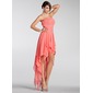 A-Line/Princess Strapless Asymmetrical Chiffon Holiday Dress With Ruffle Beading (020005298)