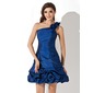A-Line/Princess One-Shoulder Short/Mini Taffeta Homecoming Dress With Ruffle (022021075)