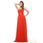 Empire Strapless Floor-Length Chiffon Charmeuse Holiday Dress With Ruffle (020016066)