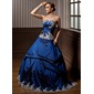 Ball-Gown Strapless Sweep Train Taffeta Quinceanera Dress With Embroidered Ruffle Beading (021003128)