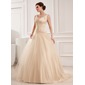 Ball-Gown V-neck Court Train Satin Tulle Wedding Dress With Lace Beadwork (002012825) Ball-Gown V-neck Court Train Satin Tulle Wedding Dress With Lace Beadwork (002012825)