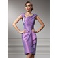 Sheath Off-the-Shoulder Knee-Length Taffeta Mother of the Bride Dress With Ruffle Appliques (008005949)
