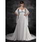 Empire V-neck Chapel Train Chiffon Wedding Dress With Ruffle Beadwork Sequins (002012125) Empire V-neck Chapel Train Chiffon Wedding Dress With Ruffle Beadwork Sequins (002012125)