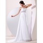 Empire Sweetheart Sweep Train Chiffon Evening Dress With Ruffle Beading Sequins (017014078)