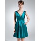 Empire V-neck Knee-Length Charmeuse Bridesmaid Dress With Ruffle (007021010) Empire V-neck Knee-Length Charmeuse Bridesmaid Dress With Ruffle (007021010)
