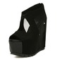 Leatherette Fabric Wedge Heel Peep Toe Platform Pumps With Zipper (085025156) Leatherette Fabric Wedge Heel Peep Toe Platform Pumps With Zipper (085025156)
