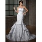 Mermaid Scalloped Neck Court Train Satin Wedding Dress With Ruffle Beadwork (002012158) Mermaid Scalloped Neck Court Train Satin Wedding Dress With Ruffle Beadwork (002012158)