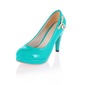 Patent Leather Stiletto Heel Closed Toe Platform Pumps With Bowknot (085022840)