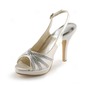 Satin Stiletto Heel Peep Toe Platform Slingbacks Pumps Sandals Wedding Shoes With Buckle Rhinestone (047005496)