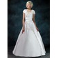 Ball-Gown Scoop Neck Court Train Satin Wedding Dress With Ruffle Beadwork Sequins (002011976)
