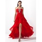 A-Line/Princess Sweetheart Asymmetrical Chiffon Prom Dress With Ruffle Beading (018004808)