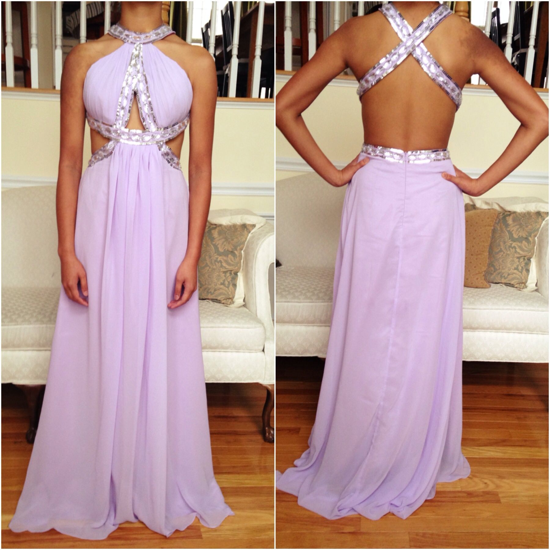 ALine/Princess Scoop Neck Sweep Train Chiffon Prom Dress With Ruffle