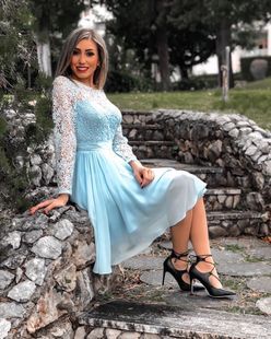 A-Linie U-Ausschnitt Kurz/Mini Chiffon Abiballkleid (022203140)