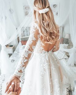 Coupe Évasée Illusion Longueur genou Dentelle Robe de mariée (002153435)