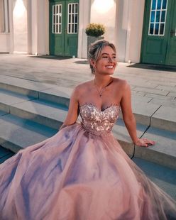 Robe Marquise/Princess Amoureux Balayage/Pinceau train Tulle Robe bal d'étudiant avec Brodé Paillettes (018187213)