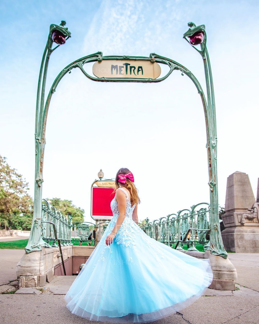 A-Line V-neck Floor-Length Tulle Wedding Dress With Beading Sequins (002207440)