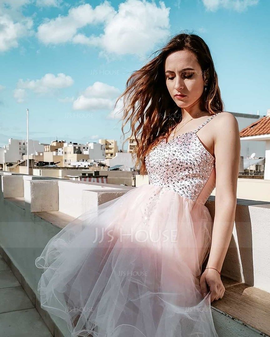 Empire Sweetheart Knee-Length Tulle Homecoming Dress With Beading Sequins (022008941)